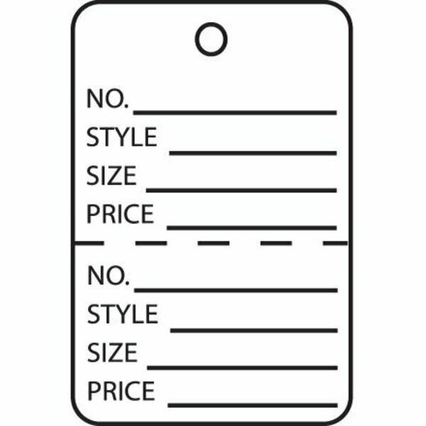Bsc Preferred 1 3/4 x 2-7/8'' White Perforated Garment Tags, 1000PK S-10671W